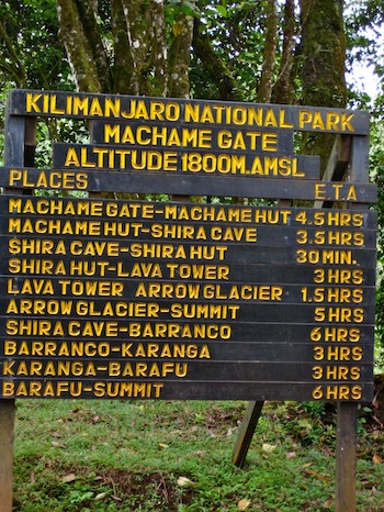 Machame Route Trailhead, Kilimanjaro National Park.