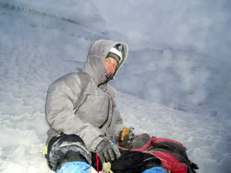 Resting below summit of Cotopaxi