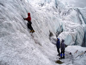 Ice climbing skills training on Cayambe