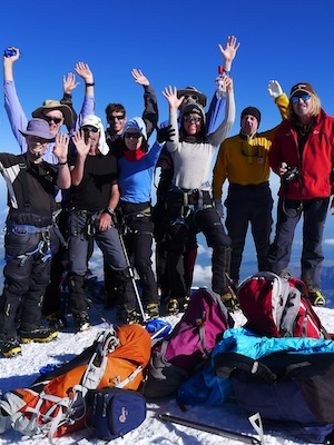 Team celebrates on the summit of Elbrus