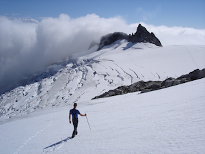 On a snowfield adjoining the Inspiration Glacier, Eldorado Peak, North Cascades