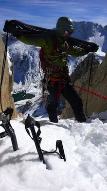 Coiling the rope after a successful climb of the North Peak Couloir.