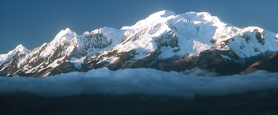 Ancohuma (21,095 ft) rises dramatically above the altiplano.