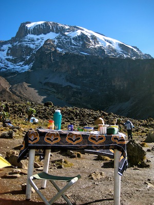 Pinic at camp on Kilimanjaro.