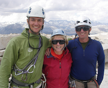 Mt. Whitney guide Ian McEleny with climbers on the summit.