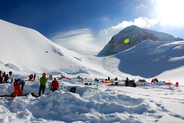 Camp 2 on Denali with views of the Direct West Buttress. Dylan Cembalski