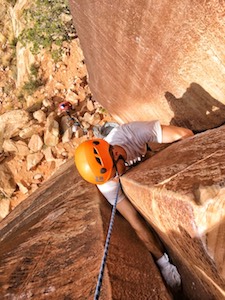 Fist Jamming on Indian Creek Crack Climb