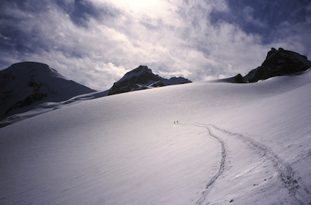 On Mount Baker's Coleman Glacier in winter.
