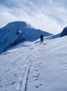 Skinning up the Coleman Glacier on Mt. Baker's north side.