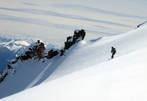 A skier in the North Cascades.
