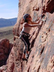 A climber top-roping at the Aquifer, a great location for beginners to work on their movement and anchor skills. Jason Martin