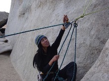 An SPI Candidate practices lowering systems in Joshua Tree.