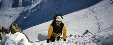 Heading up the Northwest Face of Mont Blanc du Tacul.