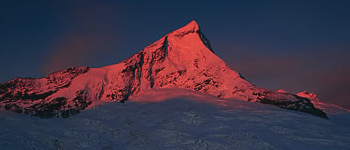 Mount Aspiring basking in alpenglow.