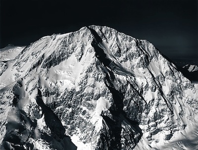 The Cassin Ridge follows the major ridgeline in the center of the photo.