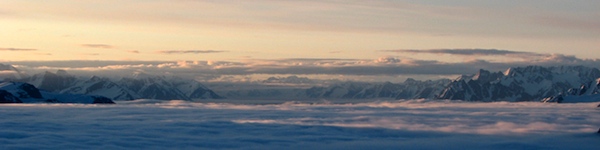 A sunset view of the St. Elias Range taken during the expedition in June 2008.