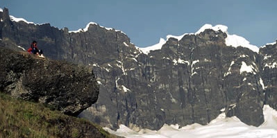A portion of the wall of peaks ringing the caldera below El Altar.