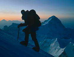 High on Everest with Makalu in the background.