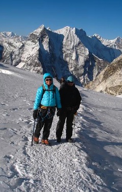 3 Peaks Nepal - Approaching Island Peak on its lower glacier.