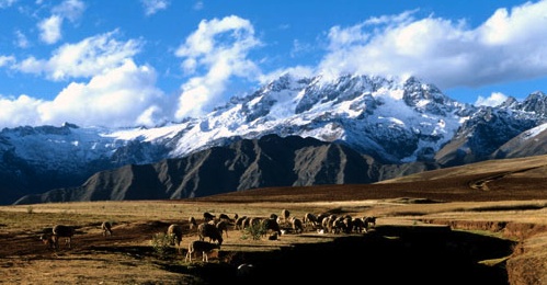 A view of the Andes mountains from the Sacred Valley of the Urubamba