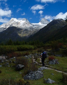 China, Siguniang - We pass Luo Tuo Feng (Camel Back Peak) nearing the head of the Changping Valley.