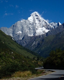 China, Siguniang - Siguniang as viewed from the town of Rilong.