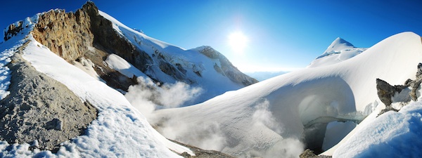 The incredible Sherman Crater of Mt. Baker. The final push to the summit follows 'Pumice Ridge' to the left.