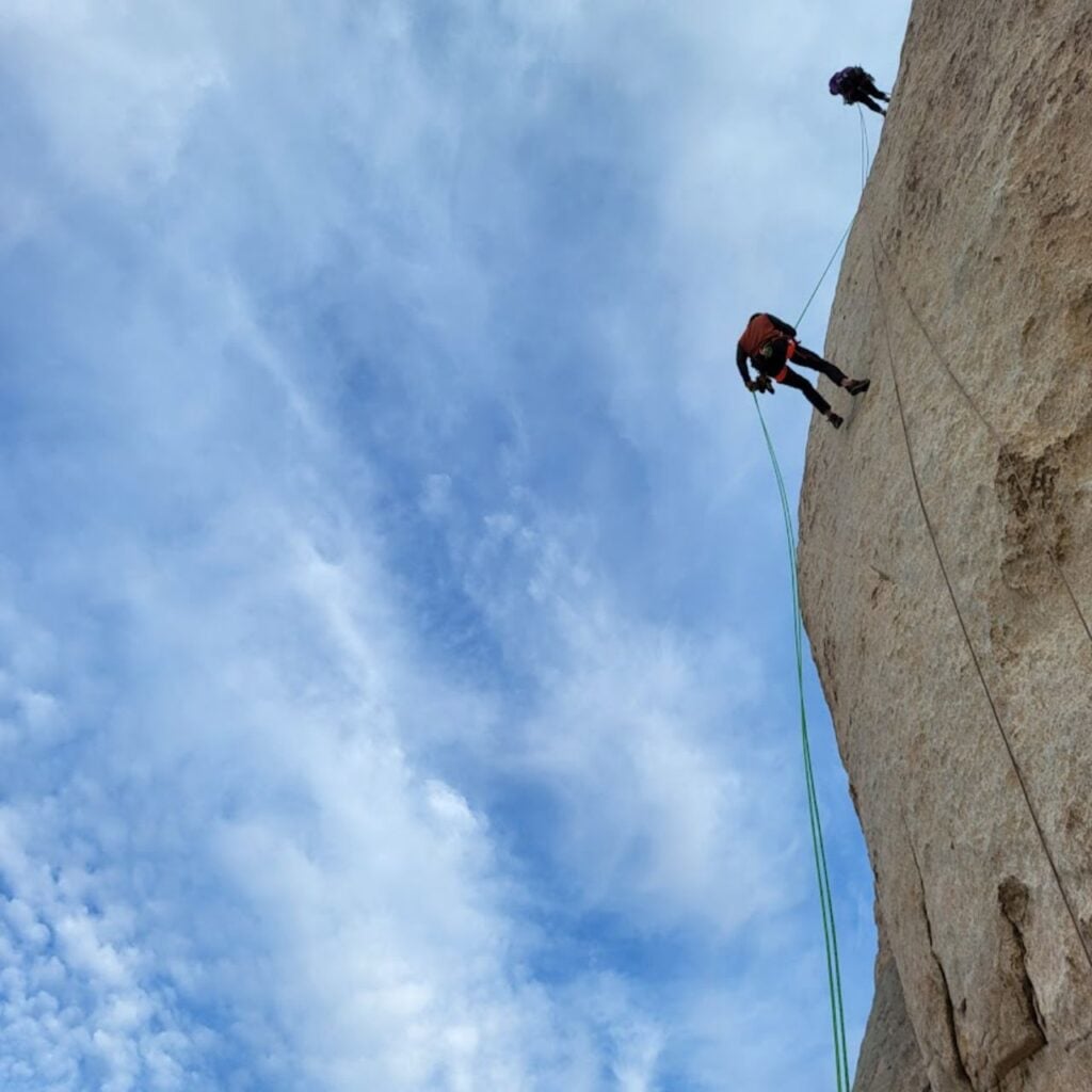 Practicing rappels. Kevin McGarity