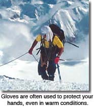 Gloves used for sun protection in warm conditions