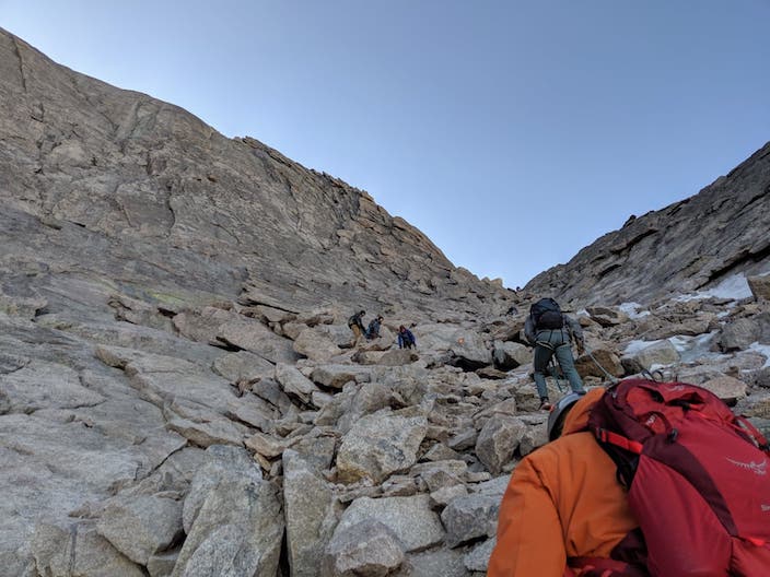 Climber on Longs Peak via Keyhole Route 2