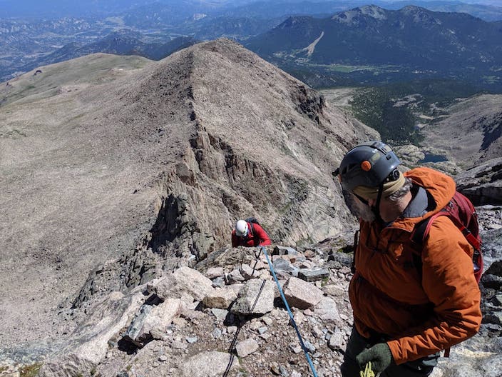Climber on Longs Peak via Keyhole Route 3