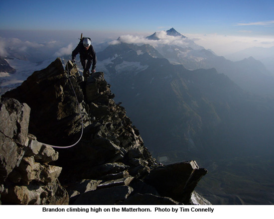 Father and Son in the Alps: Climbing the Alps Trilogy 11 high on the hornli ridge of the matterhorn