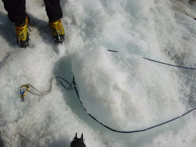 Rappelling on an Ice Bollard 2 Bollard 1