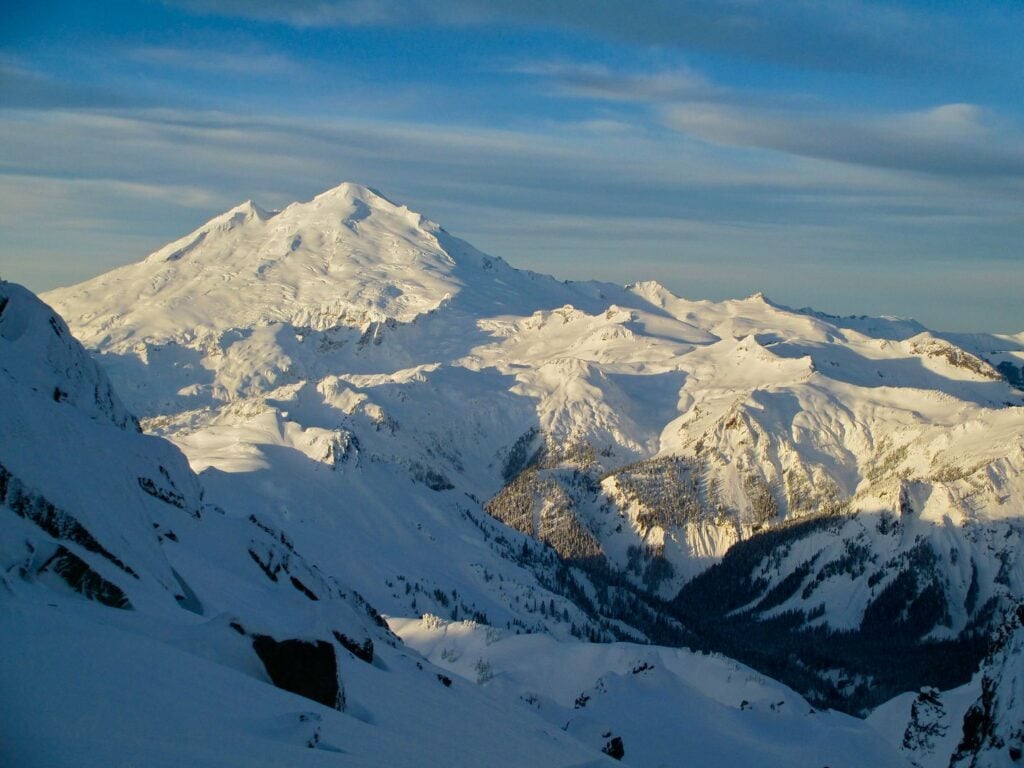 Early morning Baker viewed from an American Alpine Institute ski course