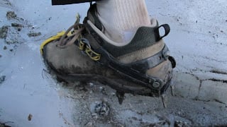 The Pain and the Pleasure of Crampons on Approach Shoes 2 TennisShoeCramp1