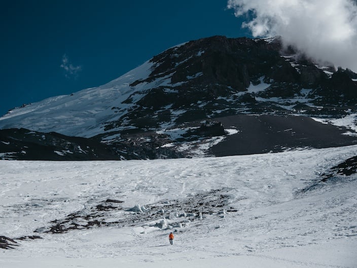 A lone climber ascending Aconcagua