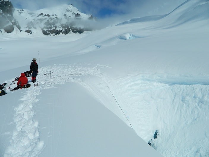 AAI climbers performing crevasse rescue