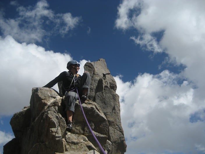 Climber on the North Face of Longs Peak
