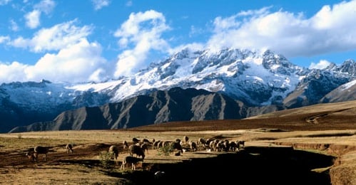 A view of the Andes mountains from the Sacred Valley of the Urubamba