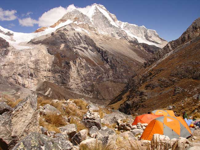 High camp beneath Artesonraju