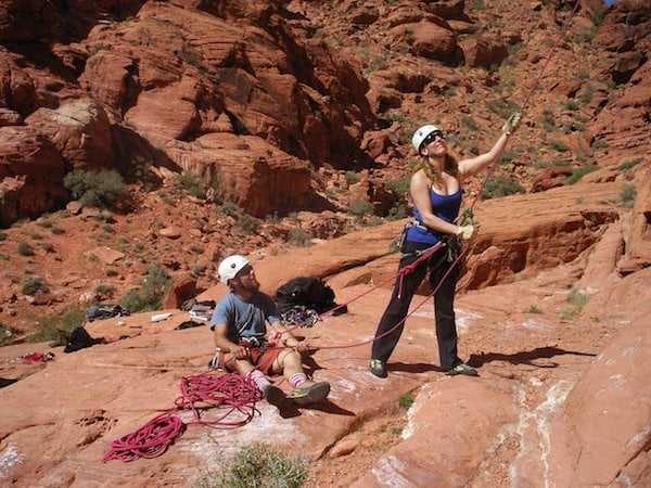 Teamwork on a belay.
