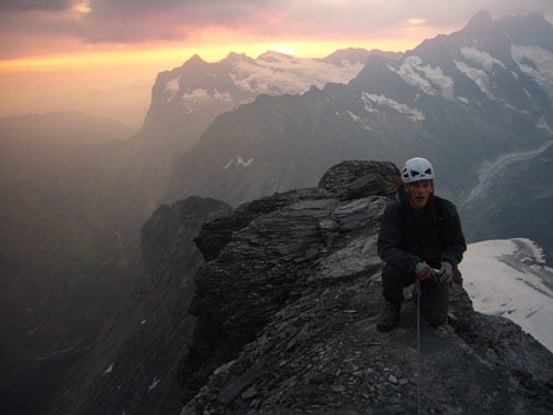On route to the summit of the Eiger