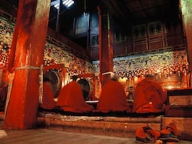 Reddomaine Expedition and Monastery Trek 1 China, Reddomaine - Monks of the Kangding Monastery during their morning sutras.