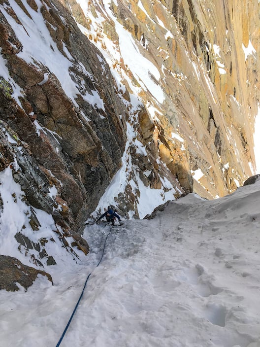 Climber on the Lower East Face of Longs
