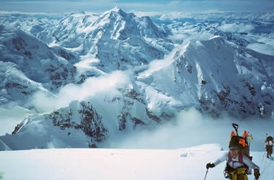 Incredible views mid-route on the West Rib
