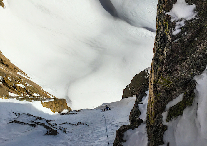 Climbing up the North Chimney