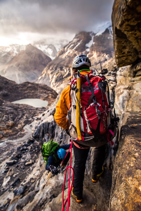 Guide Belays Climber on the Climb toward the Southern Patagonia Ice Field