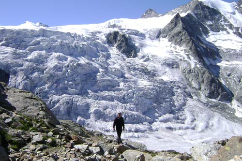 Hiking past the Moiry Glacier