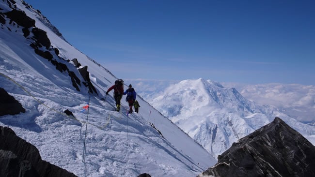 Climbers reaching Denali Pass