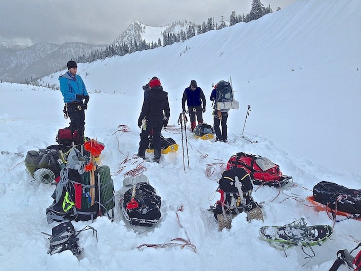 Breaking Camp on first morning of a Denali Prep Course